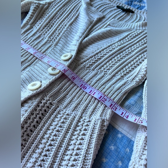 Vintage Y2K Eddie Bauer Womens Cream Knit Cottagecore Cabincore Cardigan Medium - Picture 12 of 13